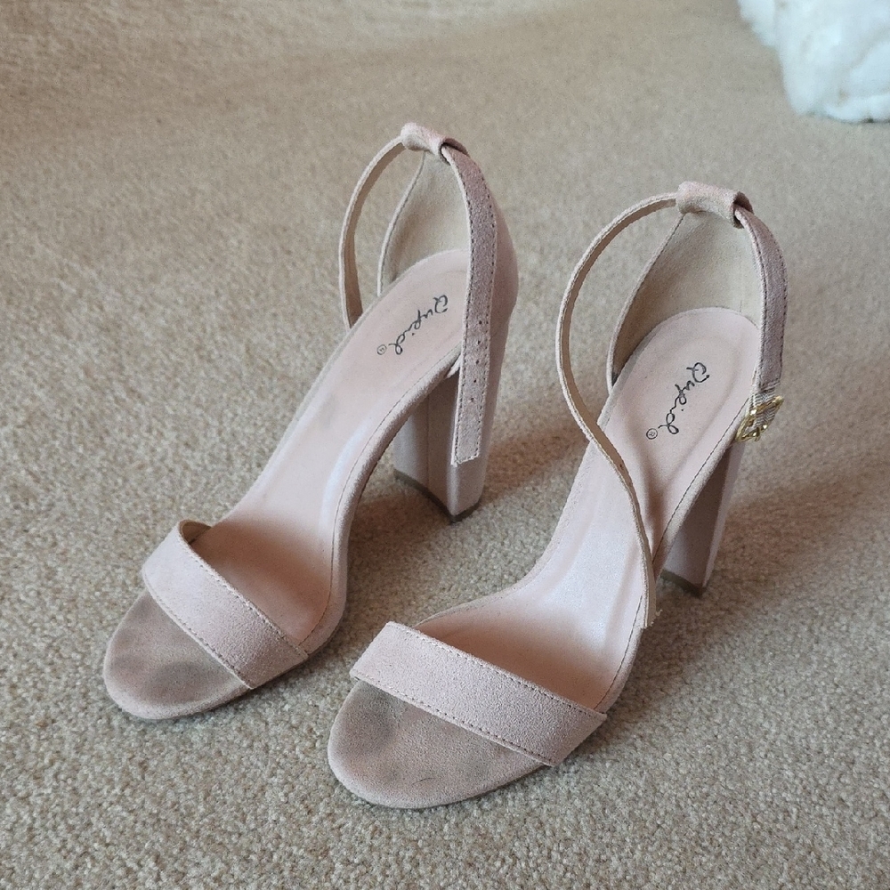 Qupid Cashmere Suede Block Heels